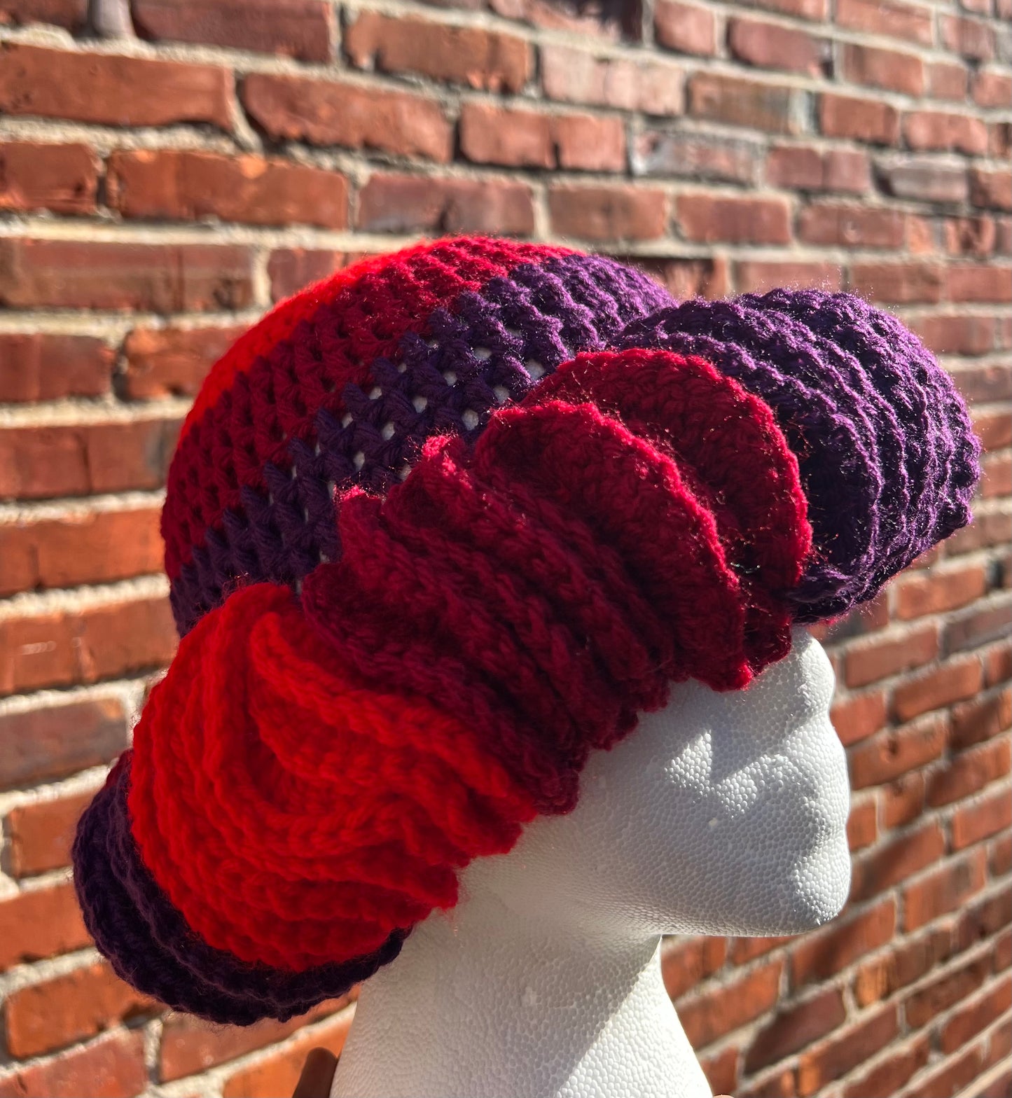 Wild Berry Crochet Ruffle Hat