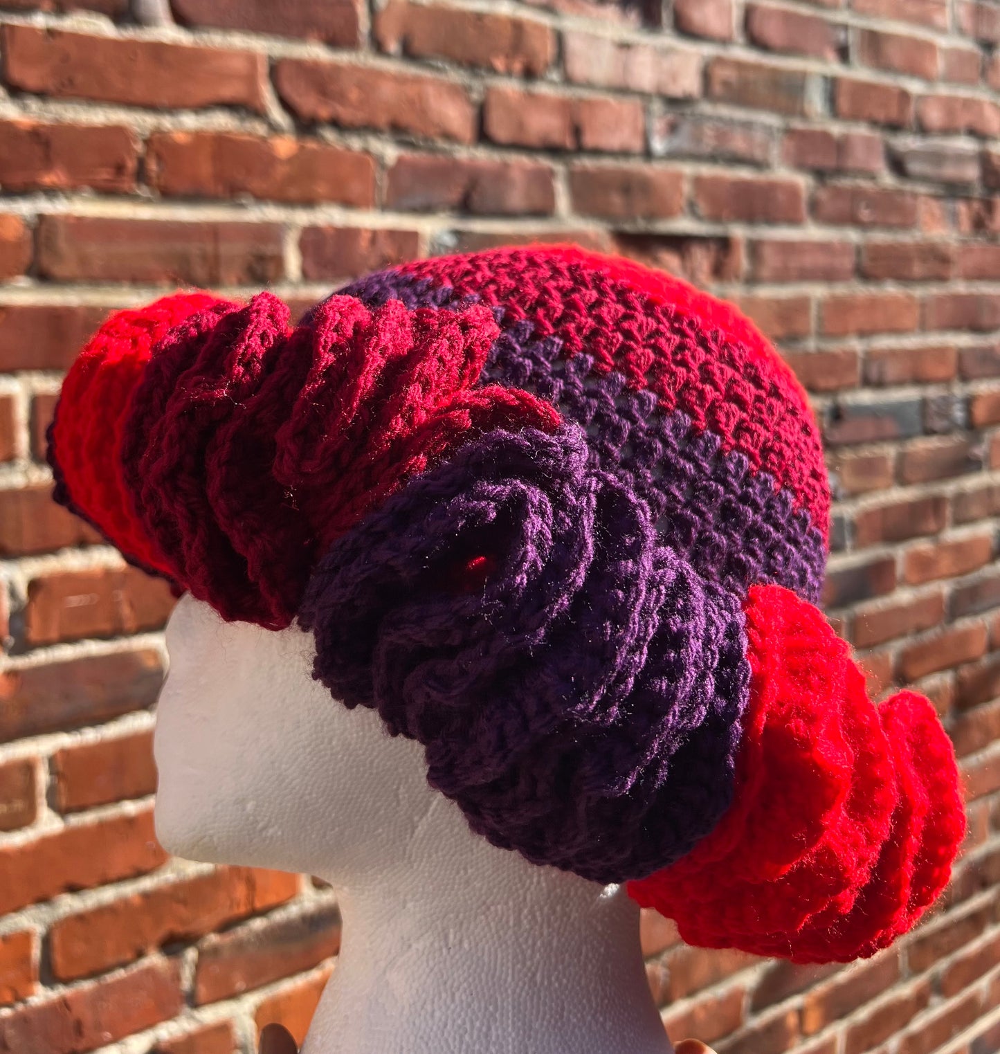 Wild Berry Crochet Ruffle Hat