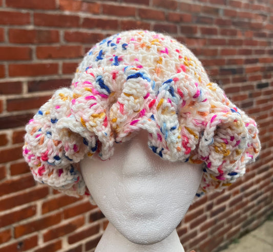 Fruity Pebble Crochet Ruffle Hat