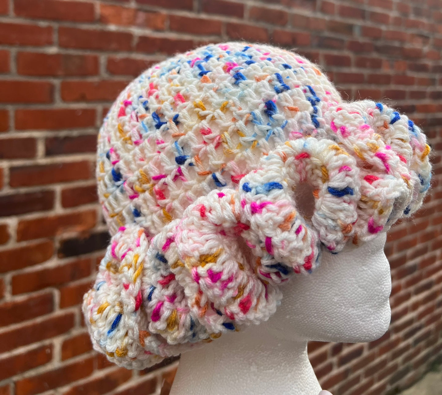 Fruity Pebble Crochet Ruffle Hat