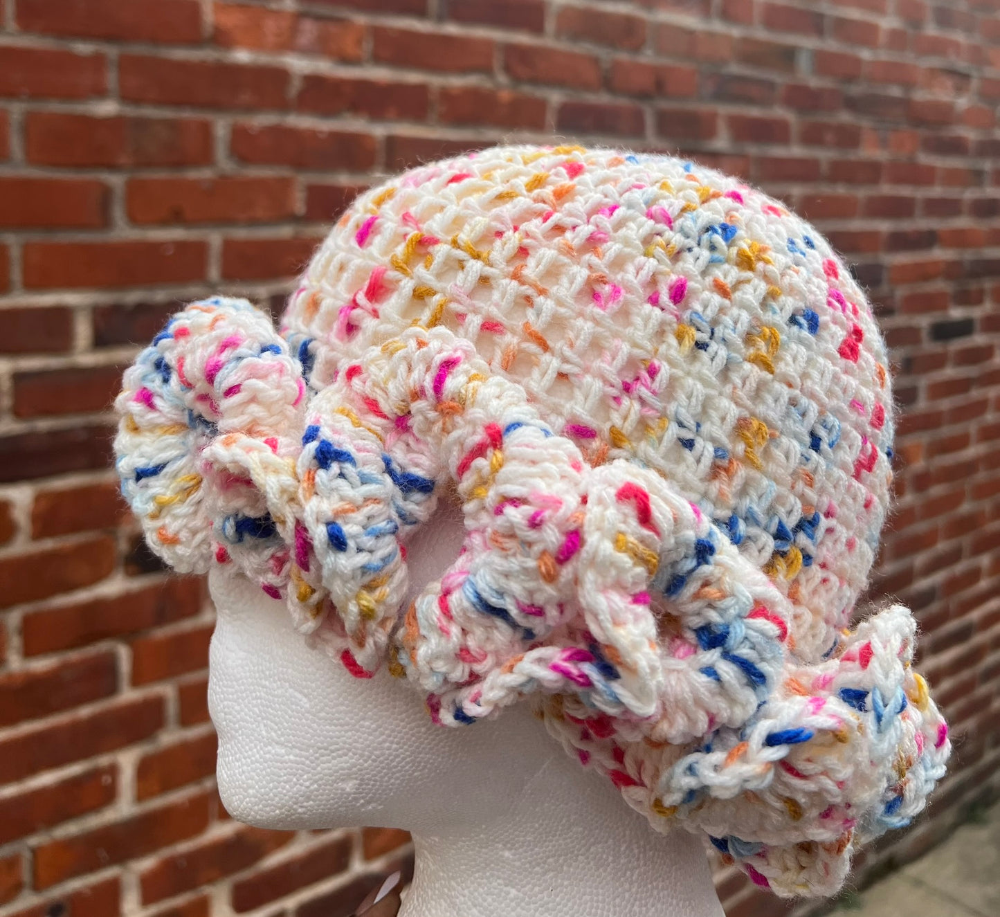 Fruity Pebble Crochet Ruffle Hat