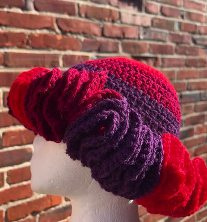 Wild Berry Crochet Ruffle Hat